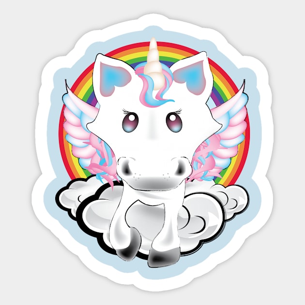 Unicorn on Rainbow Sticker by sebstgelais